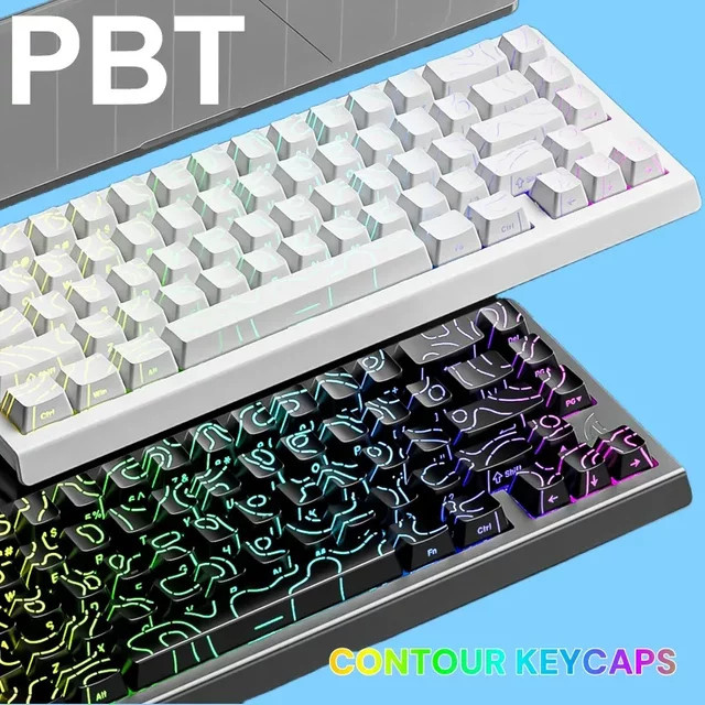 Contour KM97 PBT-Tastenkappen in Weiß und Multicolour für Attack Shark X68HE sowie MCHOSE ACE60/ACE68 magnetische Gaming-Tastaturen in Cherry-Profil - Bild 1