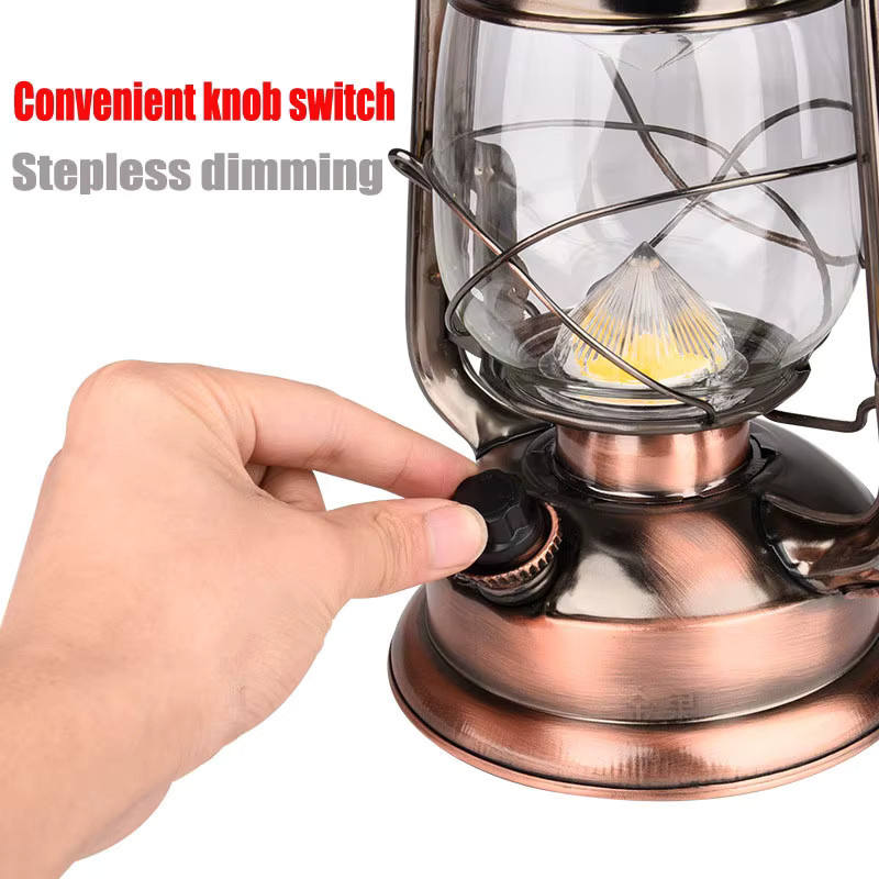 SKYSHADOW Vintage Camping Laterne aus Metall in Bronze mit dimmbarer LED und USB-Wiederaufladung - Bild 5