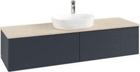 V&B Waschtischunterschrank Antao mit Frontstruktur, Wandhängend, Blau lackiert, B/T: 160 x 50 cm - Bild 1