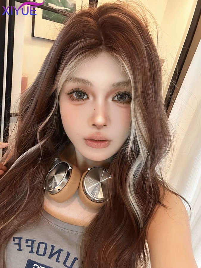 XIYUE Perücke, braun blonde, lange gewellte Synthetik, Damen - Bild 2