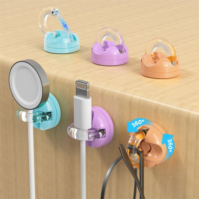 6er-Pack Magnetischer Kabelorganizer für den Schreibtisch, Drehbarer Handy-Ladekabelhalter zur Stromkabel-Aufbewahrung in Purple und Multicolour - Bild 1