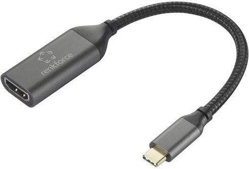 Renkforce RF-5234038 USB-C auf HDMI Adapterkabel Schwarz mit Geflechtschirm, Länge: 0,15 m - Bild 1