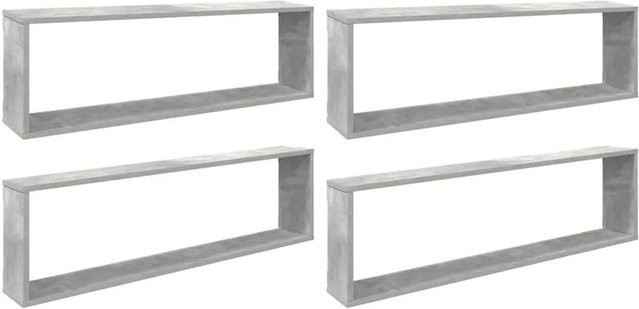 vidaXL Würfelregale Set 4 Stück Betongrau aus Holzwerkstoff B: 100 cm, T: 30 cm, H: 15 cm - Bild 1
