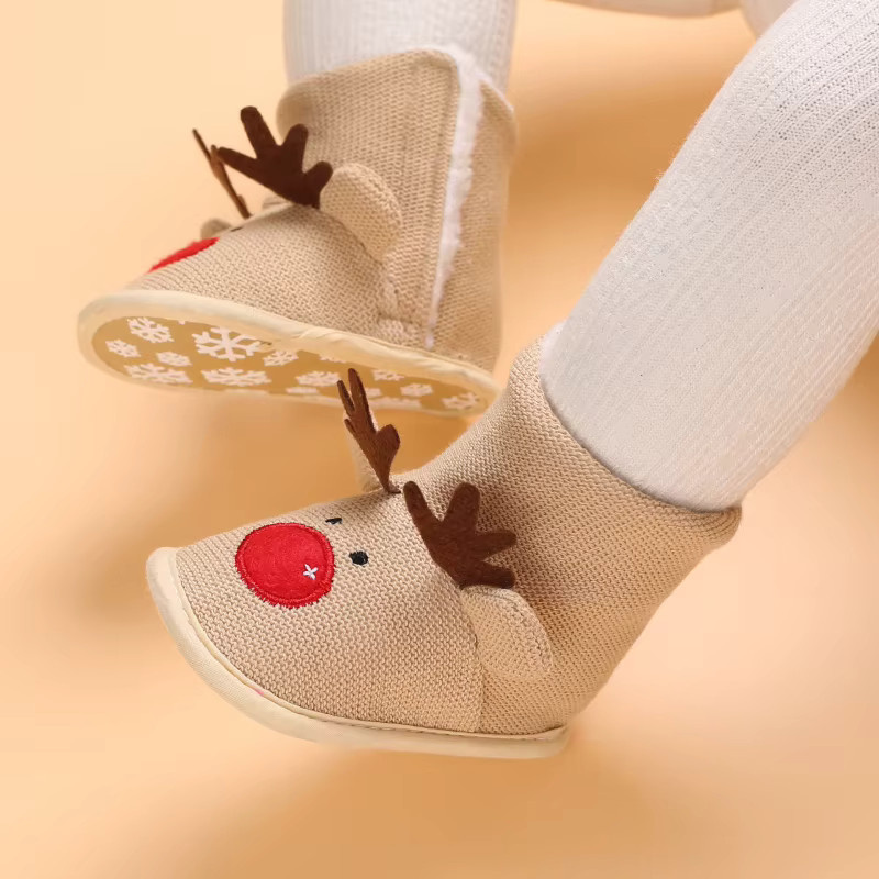 VALEN·SINA Baby- und Kleinkindschuhe Elch-Plüsch-Herzstiefel in Rot, warm und rutschfest - Bild 3