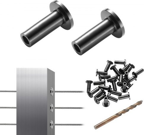 VEVOR 101er Set T316 Edelstahl Schutzhüllen für 3,2 mm Drahtseile, Black, Marine Grade für DIY Geländer und Balustraden - Bild 1