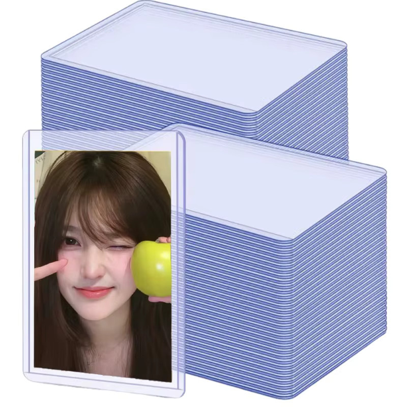 Transparente Kpop-Kartenhüllen mit Schutzfolie für Idol-Fotokarten in Weiß und Blau - Bild 3