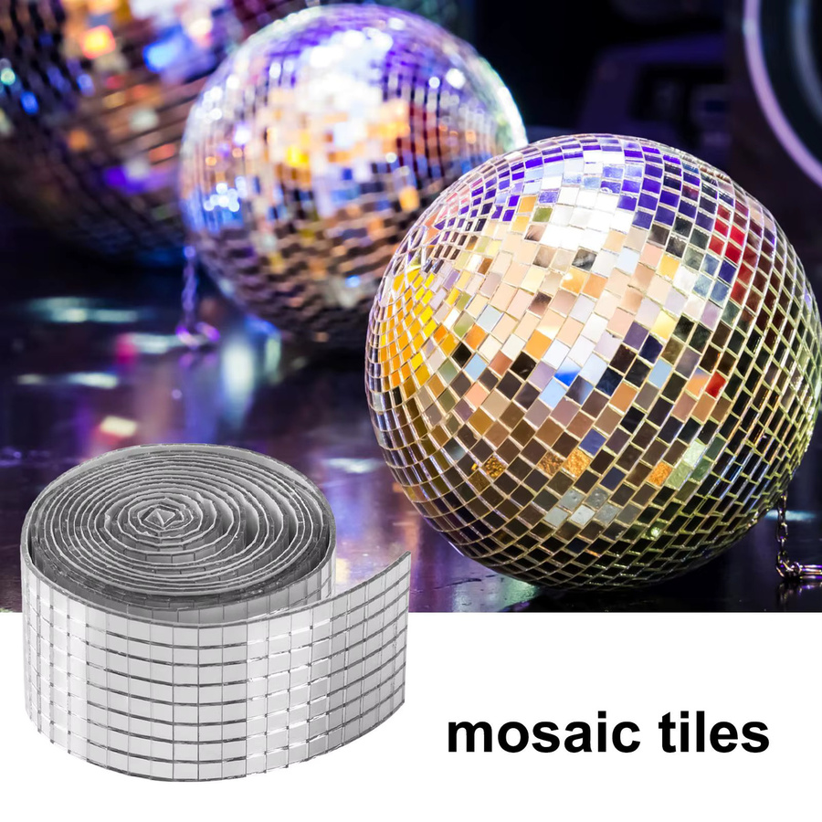 Selbstklebende Spiegel-Disco-Fliesen in Silber für DIY-Mosaik, Kunstcollage und Dekoration, Maße pro Fliese: 5 x 5 mm - Bild 2