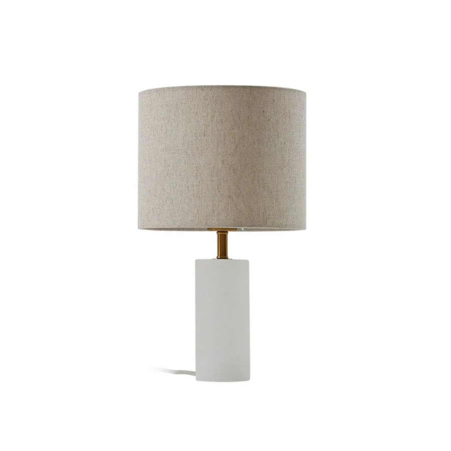 Lindby Tischlampe Alabaster Skandinavisch in Beige und Weiß aus Textil und Marmor, 1-flammig E27, Wohnzimmerleuchte - Bild 2