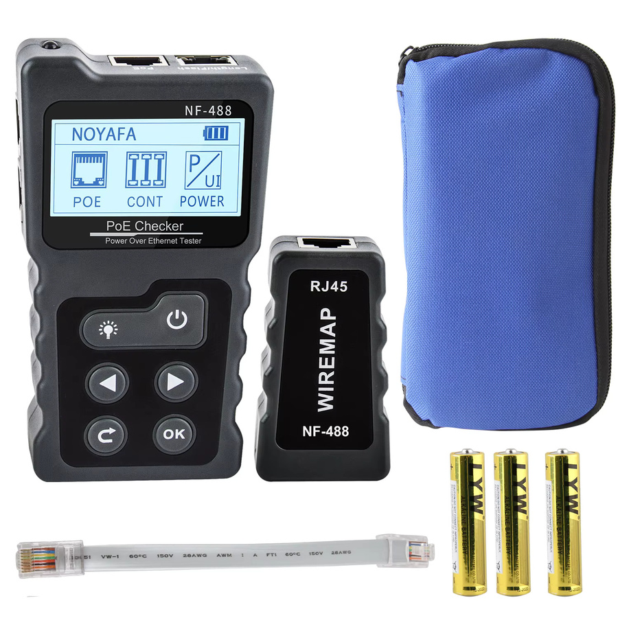 NOYAFA NF-488 LCD-Netzwerk-PoE-Checker und Ethernet LAN-Kabeltester für Cat5 Cat6 in Schwarz - Bild 5