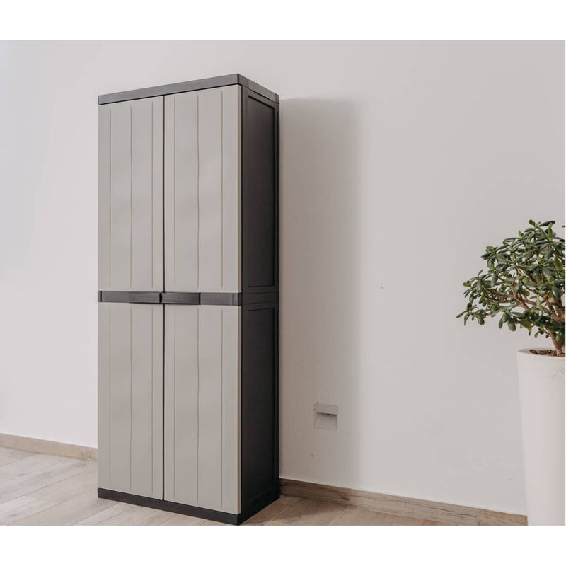 Toomax Kunststoffschrank Grau mit Regalböden B/H/T: 64 x 165 x 37 cm - Bild 4