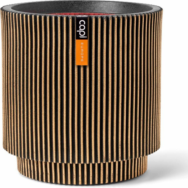 Capi Pflanzgefäß Groove Zylinder Gold-Schwarz Durchmesser: 43,5 cm, Höhe: 46 cm - Bild 1
