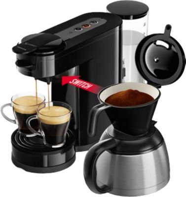 Senseo Switch X2 Pad- und Filterkaffeemaschine mit Thermo-Kanne, 2-in-1-Brühtechnologie, Schwarz (Klavierlackoptik), B: 15 cm, T: 40 cm, H: 27 cm - Bild 1