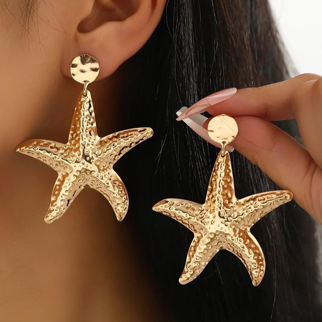 Ohrringe Seestern, Gold, Vintage, Damen - Bild 1