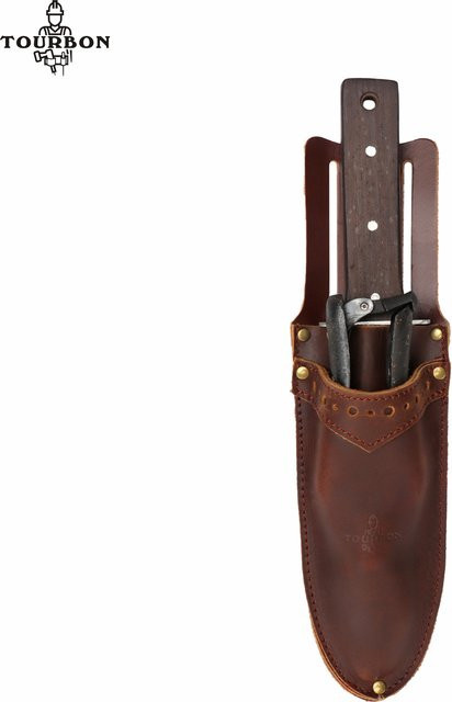 Tourbon Leder Gartenholster in Braun mit Gürtelschlaufe für Gartenzange, Beutel und Messer - Bild 1
