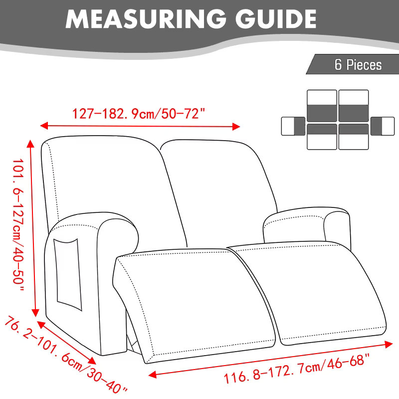 WANERQU 2-Sitzer Samt-Split-Relaxsessel-Bezüge, dehnbare und waschbare Schutzbezüge für Relaxsessel - Bild 2