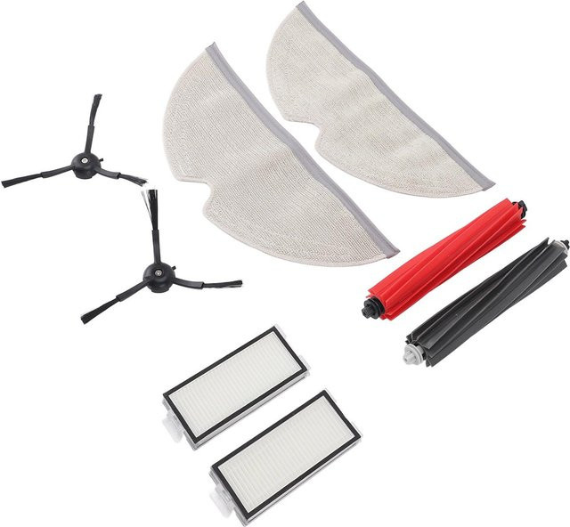 2er-Pack Ersatzteil-Set für Roborock Q8 Max Saugroboter mit Hauptbürsten, Seitenbürsten, Filtern und Mopptüchern in Weiß und Multicolour - Bild 1
