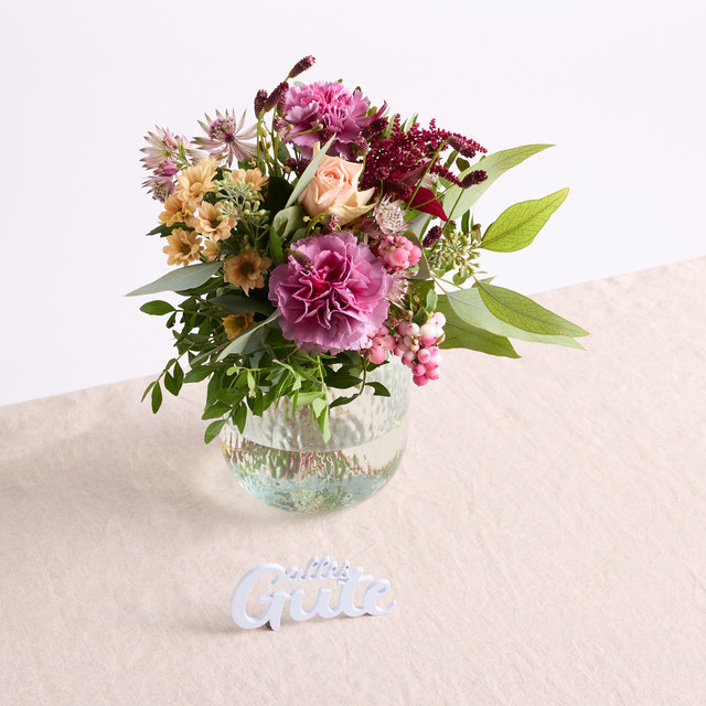 BLUME2000 Herbstgruß Arrangement Holz orange lightpink - Bild 1