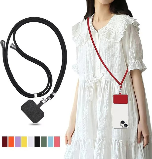 VORTNGLE Universeller mobiler Umhängegurt aus Nylon in Schwarz mit verstellbarem Halsband und Anti-Verlust-Lanyard für iPhone und Xiaomi - Bild 1