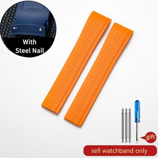 Lanspo Uhrenarmband Silikon, Edelstahl, orange, 21 mm, Herren - Bild 1
