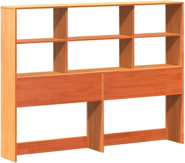 vidaXL Kopfteil mit Stauraum aus Massivholz Kiefer in Wachsbraun, Breite: 156 cm, Höhe: 110 cm, Tiefe: 23 cm - Bild 1