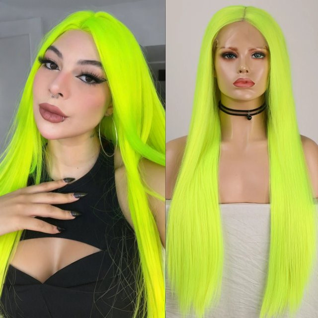 UStyleHair Spitzeperücke, neongrün, synthetisch, lang, Damen - Bild 1
