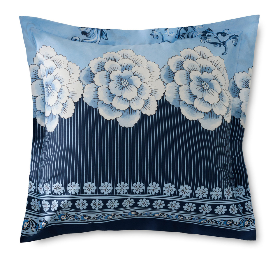 Bassetti Satin Kissenhülle BW Paraggi Blau B/B: 40 x 40 cm - Bild 1