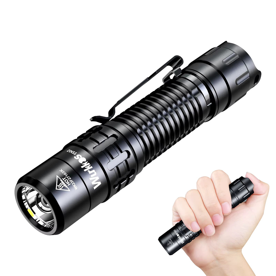 Wurkkos TD02 Kompakte taktische Taschenlampe in Schwarz mit 2000 lm, IPX8 wasserdicht und wiederaufladbar mit Heckschalter - Bild 5