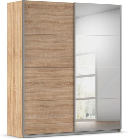 RAUCH Quadra Schwebetürenschrank Eiche Orange mit Spiegelelementen B/H: 181 x 210 cm