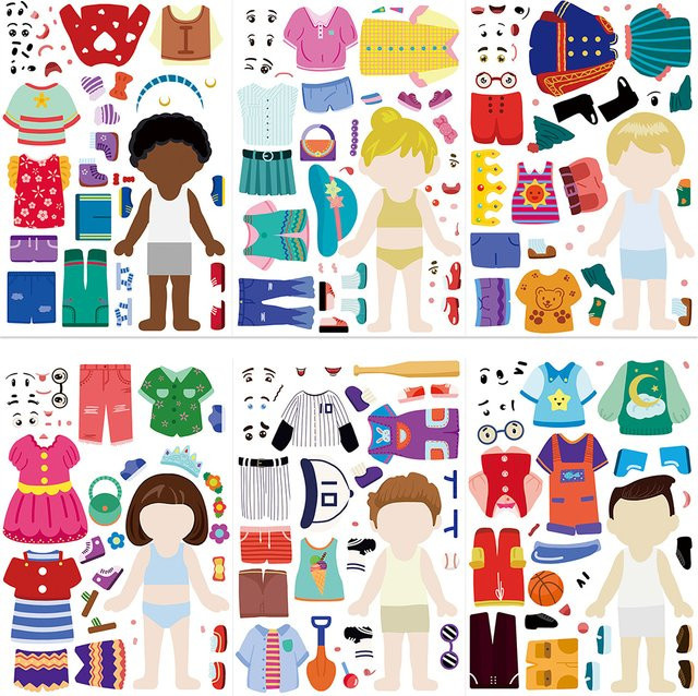 Rspctou Kreative Anziehpuppen-Puzzle-Aufkleber, Bunt / Mehrfarbig - Bild 1