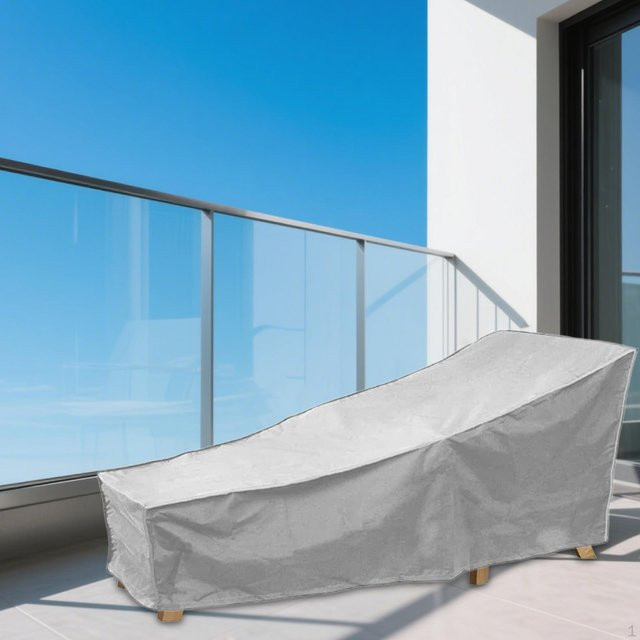 Wasserabweisender Liegestuhlbezug aus 210D Oxford-Gewebe in Silber für Chaiselongue Outdoor-Möbelschutz - Bild 1