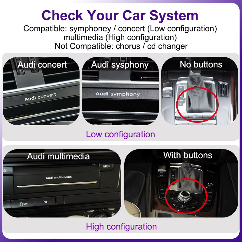 AUTOTOP Wireless Carplay und Android Auto Touchscreen für Audi A4 B8 2009-2012 MMI 2G MMI 3G Multimedia Steuergerät in Schwarz mit 8,8 Zoll Display und Bluetooth - Bild 4
