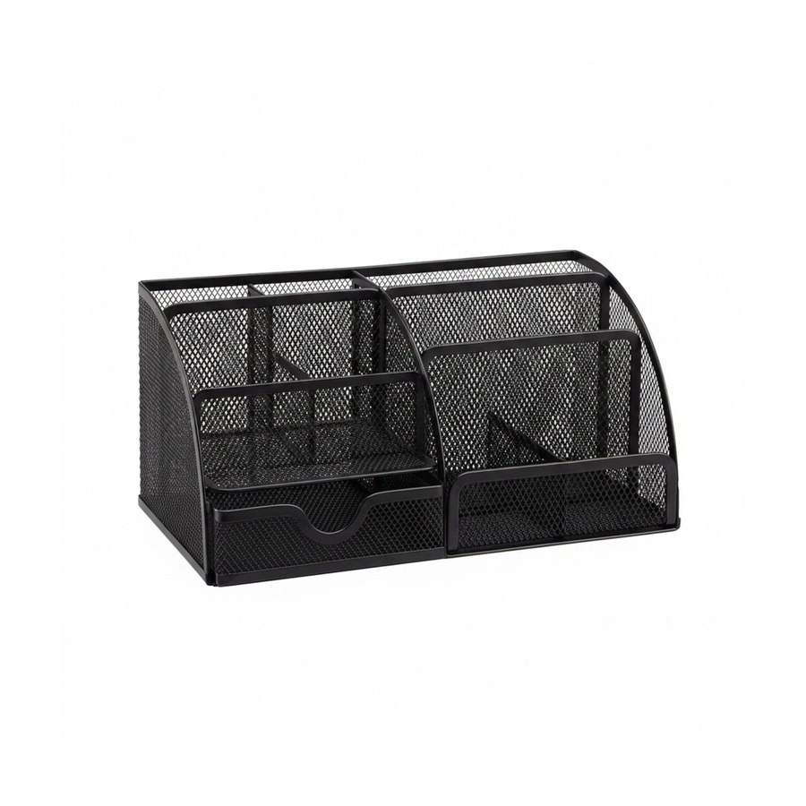 Relaxdays Schreibtischorganizer aus Metall mit 6 Ablagen in Schwarz, B/T/H: 27,5 x 14,0 x 12,5 cm - Bild 2
