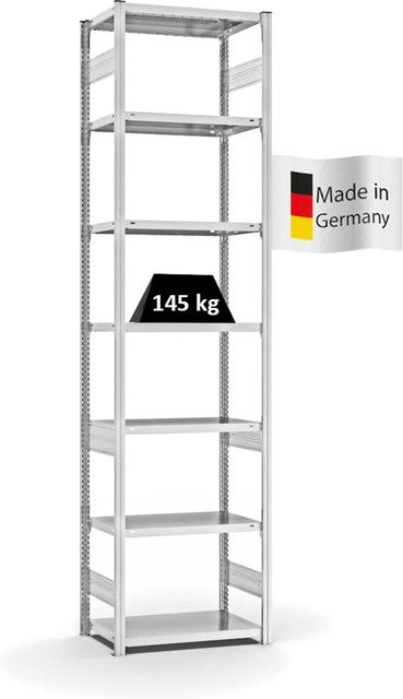 PROREGAL Fachbodenregal Stecksystem T-Profil Light-Duty in Lichtgrau, 7 Ebenen, H x B x T: 300 x 75 x 40 cm - Bild 1