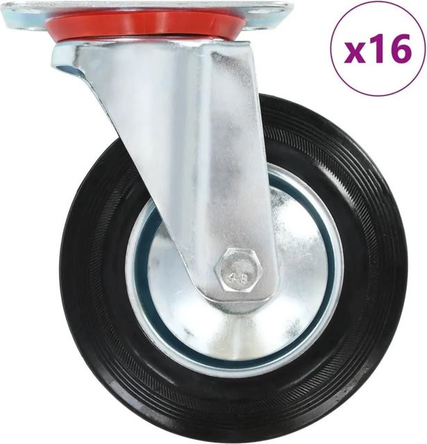 vidaXL 16er Set Lenkrollen aus Stahl und Kunststoff, schwarz, 160 mm - Bild 1