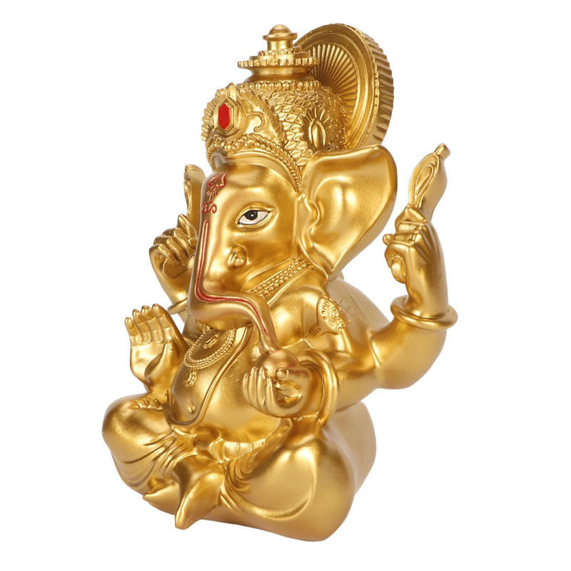 GoolRC Indische Ganesha Statue aus Kunstharz, bunter Elefant Hindu-Gott als dekoratives Ornament, mehrfarbig mit Gold, Höhe: 19.5 cm, Breite: 15 cm, Tiefe: 9.5 cm - Bild 1