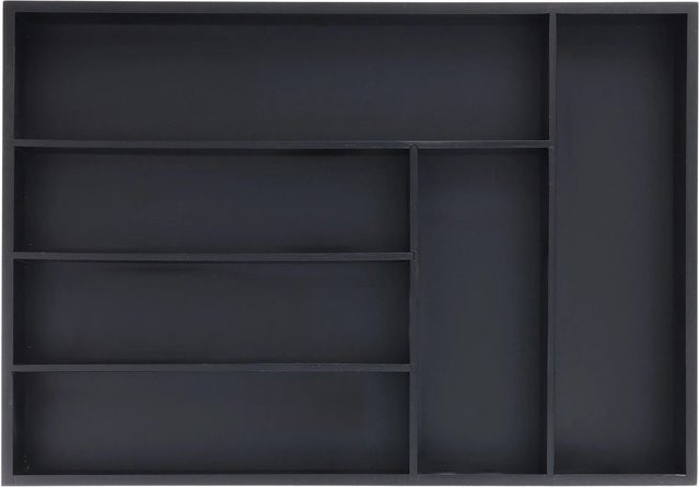 Besteckkasten aus Bambus von Relaxdays in Schwarz mit 6 Fächern, B/T/H: 43 x 30,5 x 5 cm - Bild 1