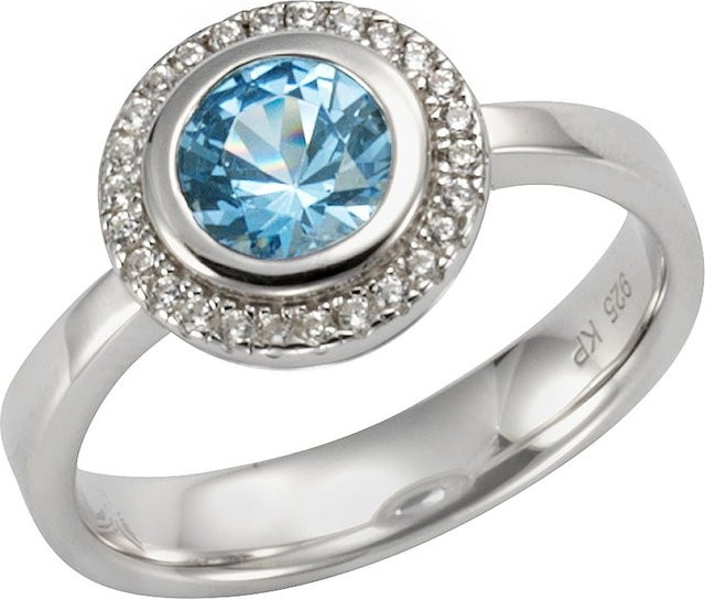 Celesta Ring 925 Sterling Silber, Zirkonia, sy. Blautopas - Bild 1