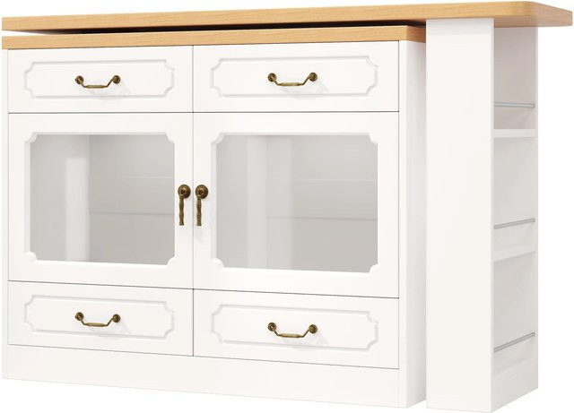 okwish Bartisch mit ausziehbarer Funktion für Wohnzimmer und Küche, Weiß, B/T/H: 203 x 39 x 92,8 cm - Bild 1