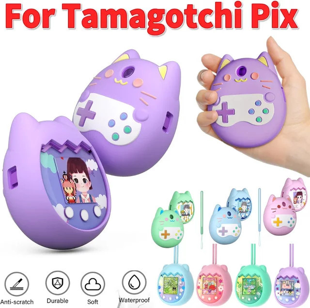 ALLOYSEED Silikon-Schutzhülle für Tamagotchi Pix Virtual Pet Machine mit Handschlaufe in Lila - Bild 1