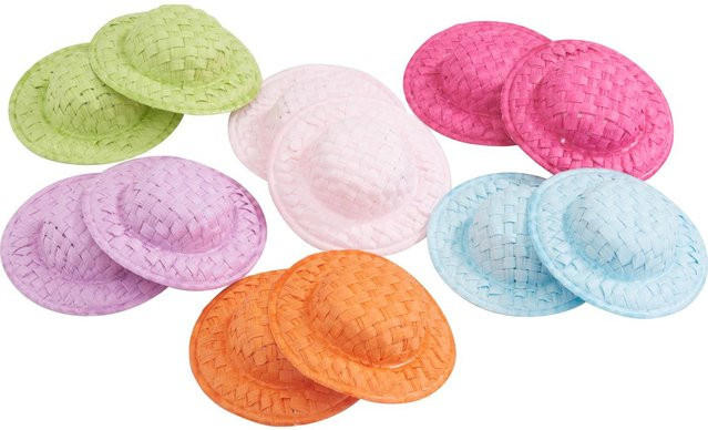 VBS Strohhüte in Bunt, 12 Stück, Durchmesser: 5 cm - Bild 1