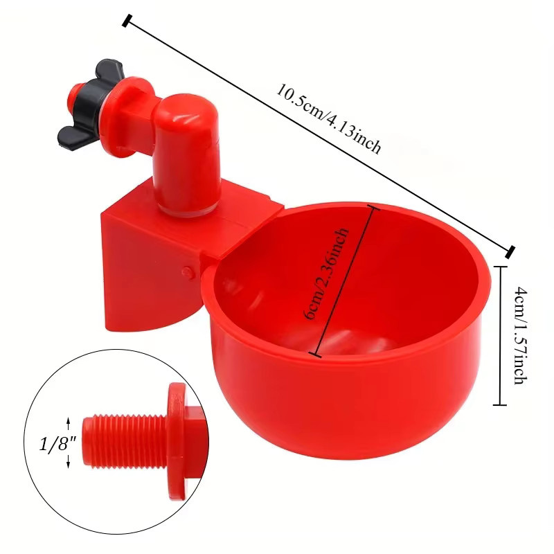 ZHUOJI Automatischer Hühnertrinknapf in Rot für Geflügel, Wachteln, Enten und Tauben - Bild 2