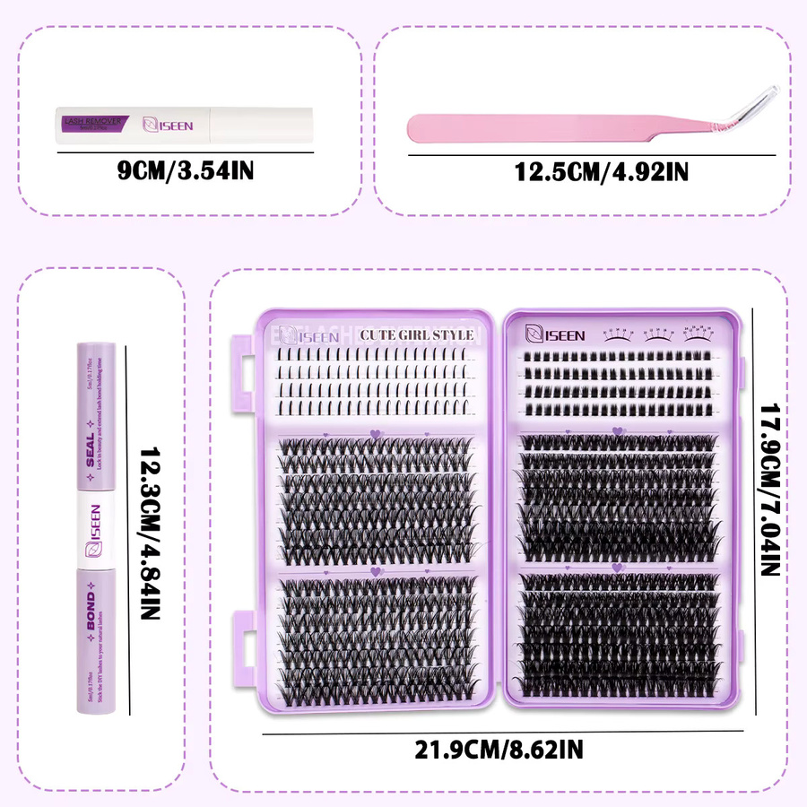 ISEEN DIY Wimpern-Cluster-Set, D-Curl Wispy Wimpernverlängerungen, Unisex - Bild 2