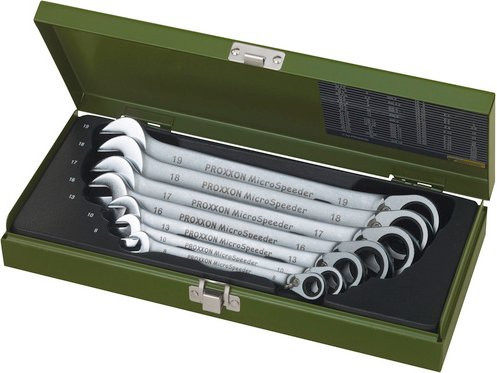 Proxxon MicroSpeeder-Satz 7-teilig aus Chrom-Vanadium-Stahl in Grün und Silber, Schlüsselgrößen 8 bis 19 mm - Bild 2