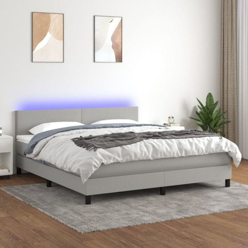 vidaxl Boxspringbett mit Matratze in Hellgrau aus Stoff B/T/H: 160 x 200 x 78 cm - Bild 1