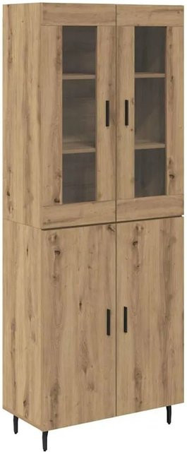 vidaXL Highboard 2-teilig in Artisan-Eiche mit Glastüren aus Glas und Engineered Wood, B/T/H: 180 x 40 x 69,5 cm - Bild 1