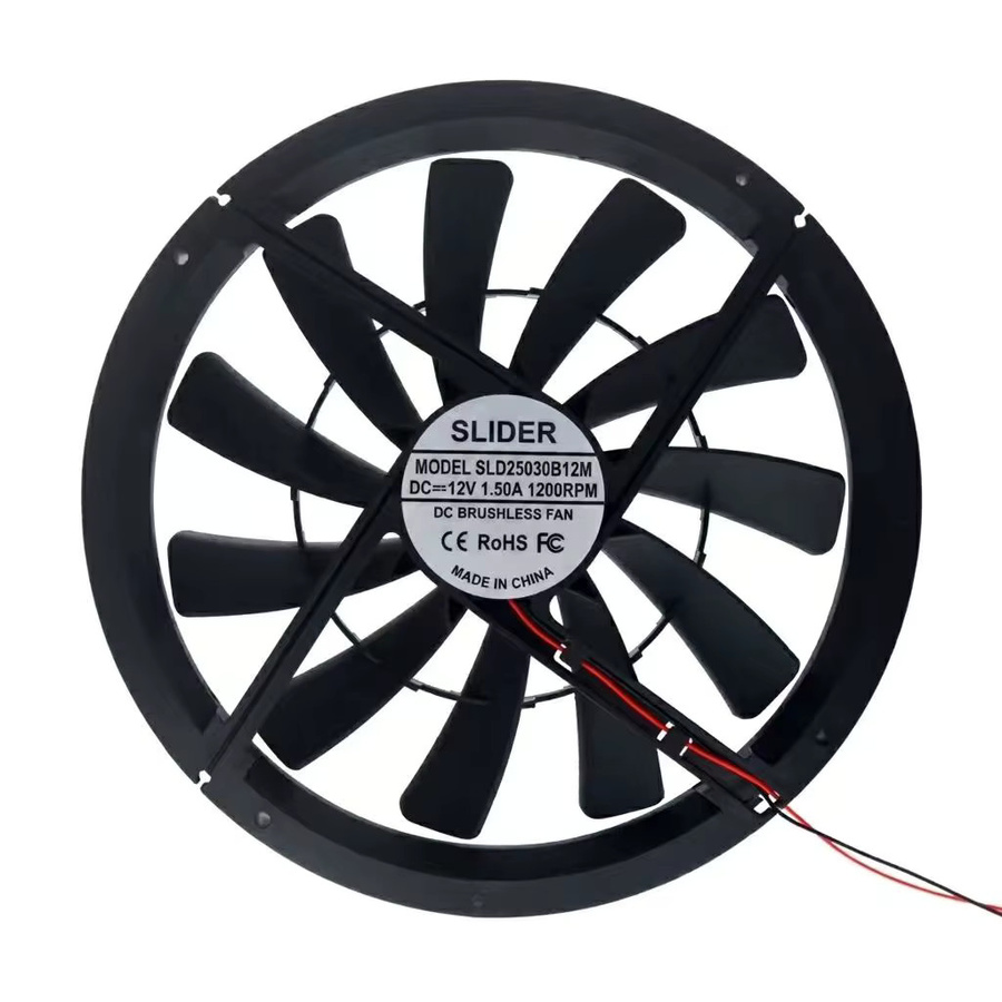 SLIDER 12V 120CFM Computer-Gehäuselüfter in Schwarz mit Molex-Anschluss und Montage-Kit - Bild 2