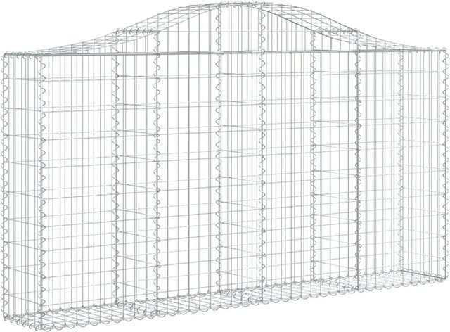 vidaXL Gabionen mit Hochbogen aus verzinktem Eisen in Silber, 18 Stück, B/T/H: 200 x 30 x 100/120 cm - Bild 1