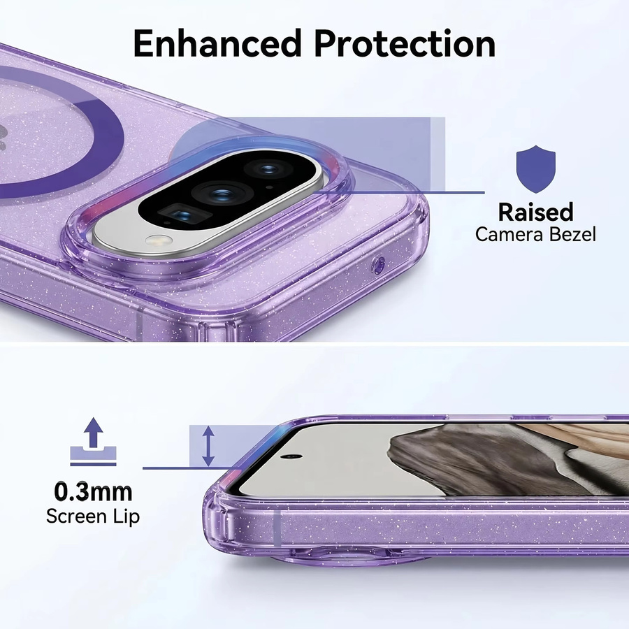 Transparente Handyhülle mit Sternenhimmel-Design für Google Pixel 10 Pro XL, 10, 10 Pro sowie Pixel 9 und 9 Pro XL, Magnetisch, Schwarz-Rosa-Pink - Bild 2
