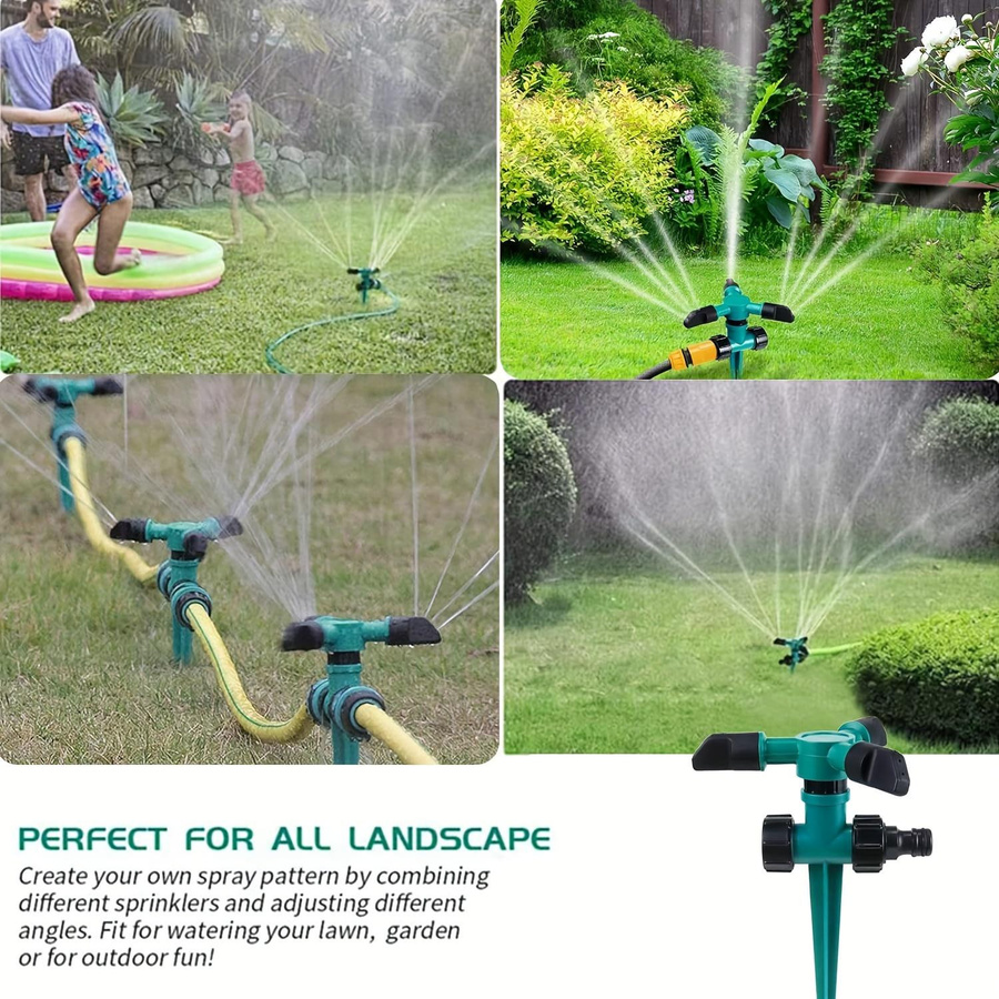 4er Set YTO Home 1 Automatischer 360 Grad Rotierender Gartensprenger mit Drei-Zinken-Sprühkopf für den Rasen und Hof - Bild 2