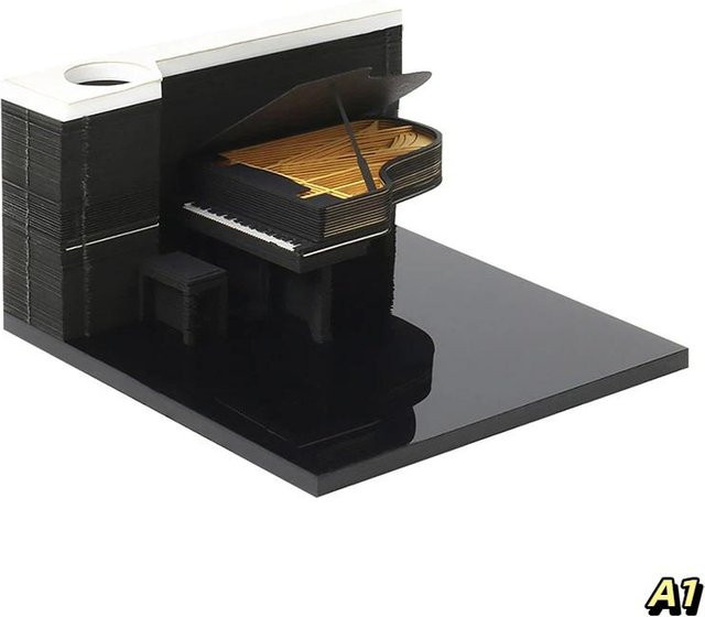 Zeitstück Schreibtischkalender 2027 mit 3D Abreißdesign in Schwarz aus Papiergravur A1 - Bild 1
